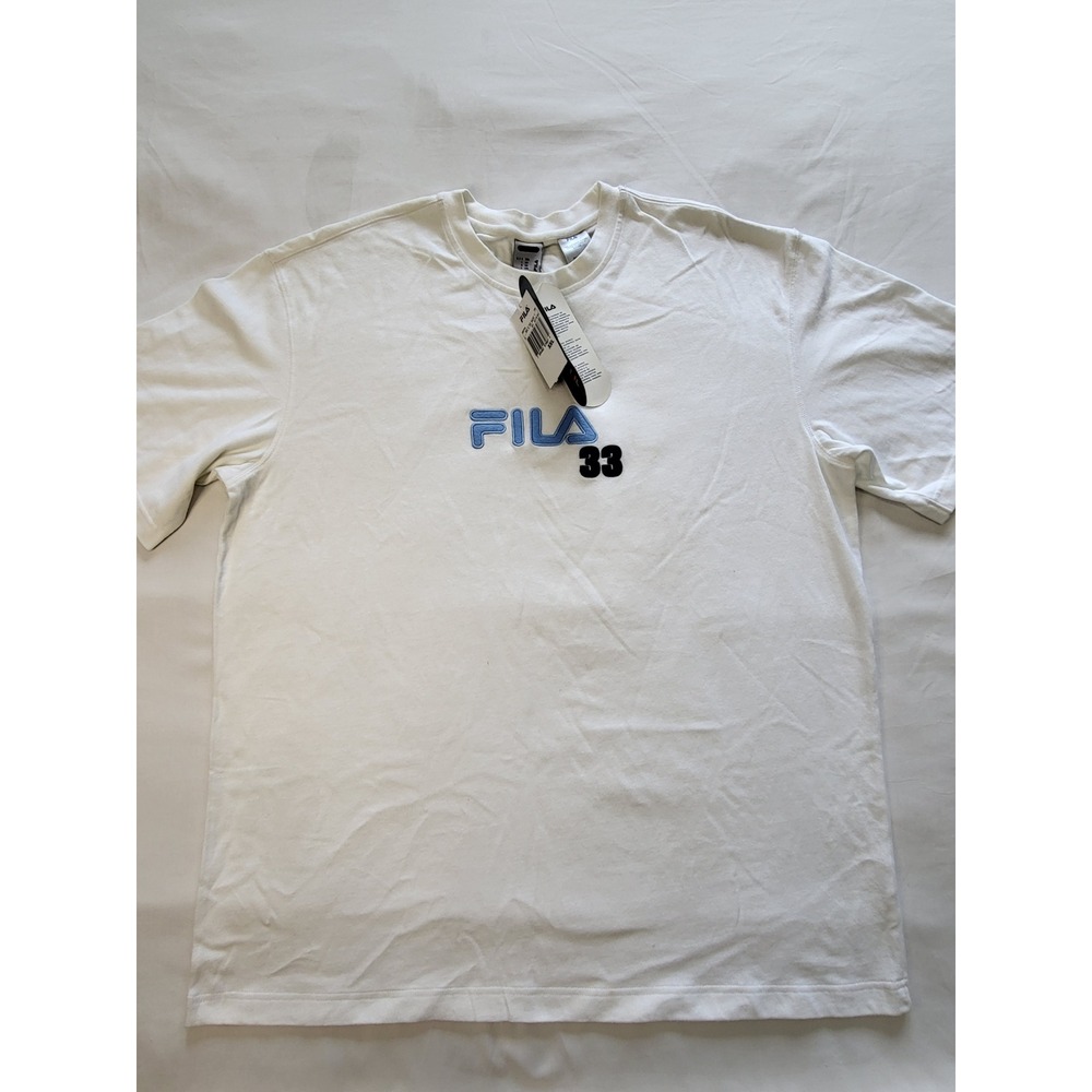 Fila Mens White Embroidered Logo 33 Graphic T-Shirt XXL New U22784